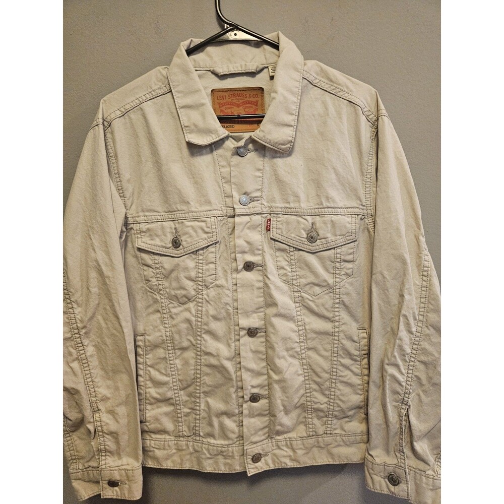 Levis Relaxed Type III Trucker Jacket Mens Small Moonstruck Cotton Linen A5782